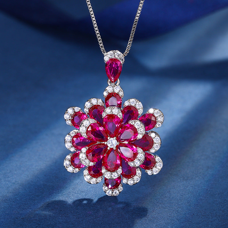 Women's Flower Advanced Light Luxury Three-piece Suit Jewelry Set