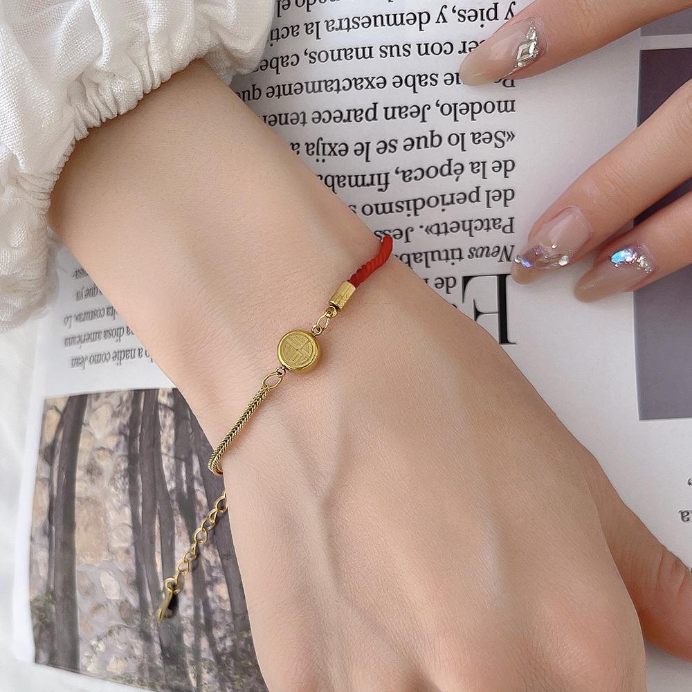 Women's Design Double-sided Small Fu Word Life Red Rope Exquisite Light Bracelet