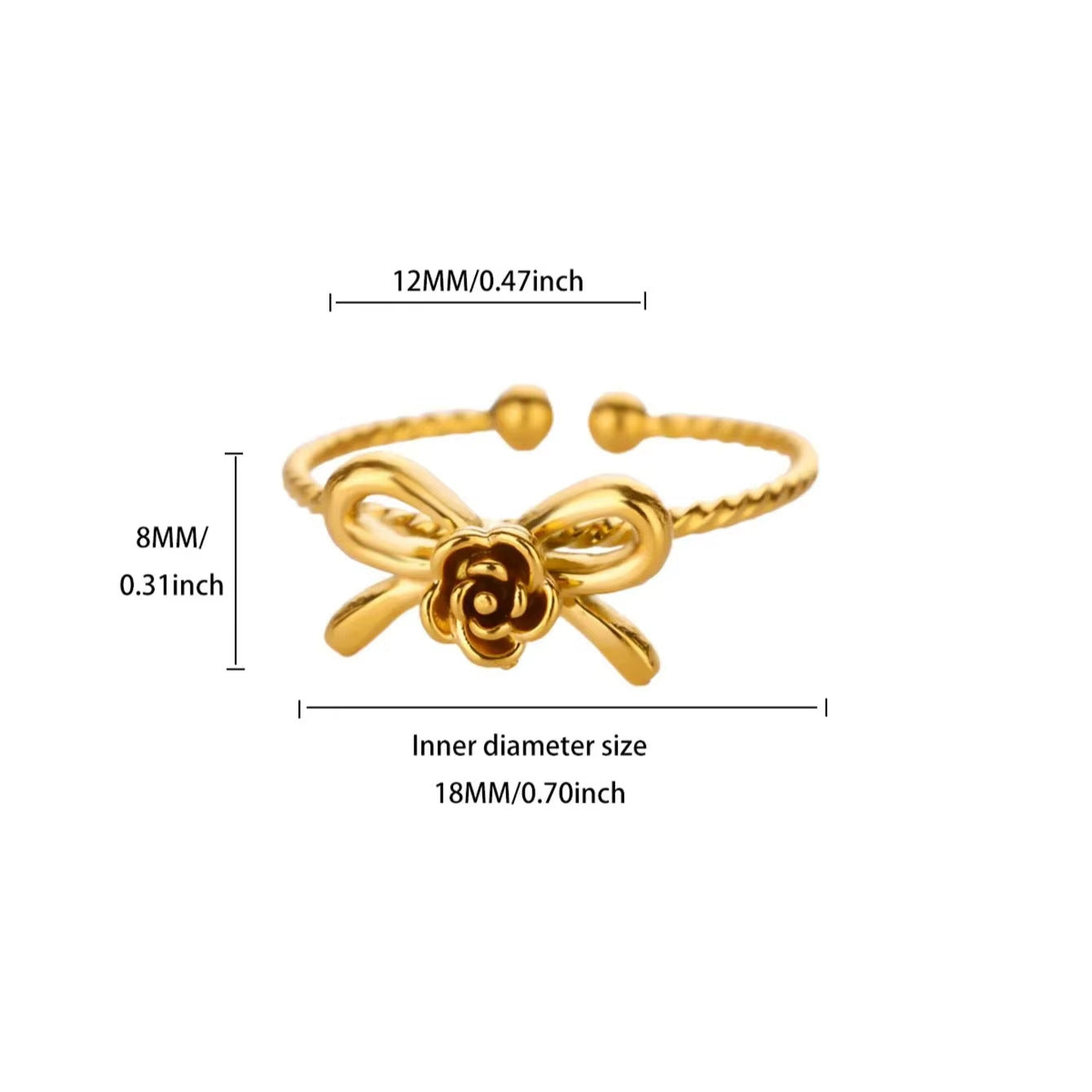 Simple Rose Series Stainless Steel Gold Plated Ring
