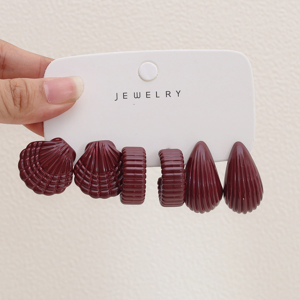 Women's Red Acrylic Water Drop Geometry Type Boutique Trendy Sets Of Earrings