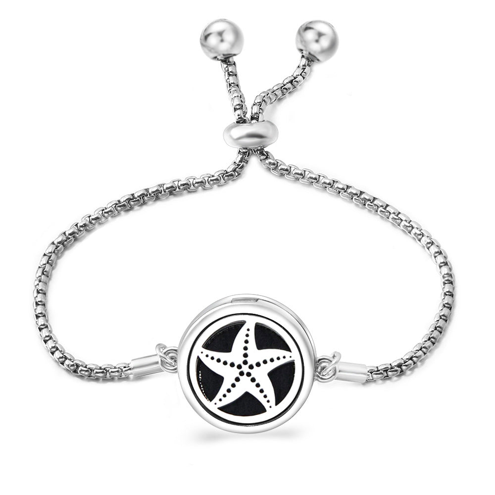 Fashion Angel Wings Box Essential Oil Diffuser Stainless Steel Adjustable Bracelet