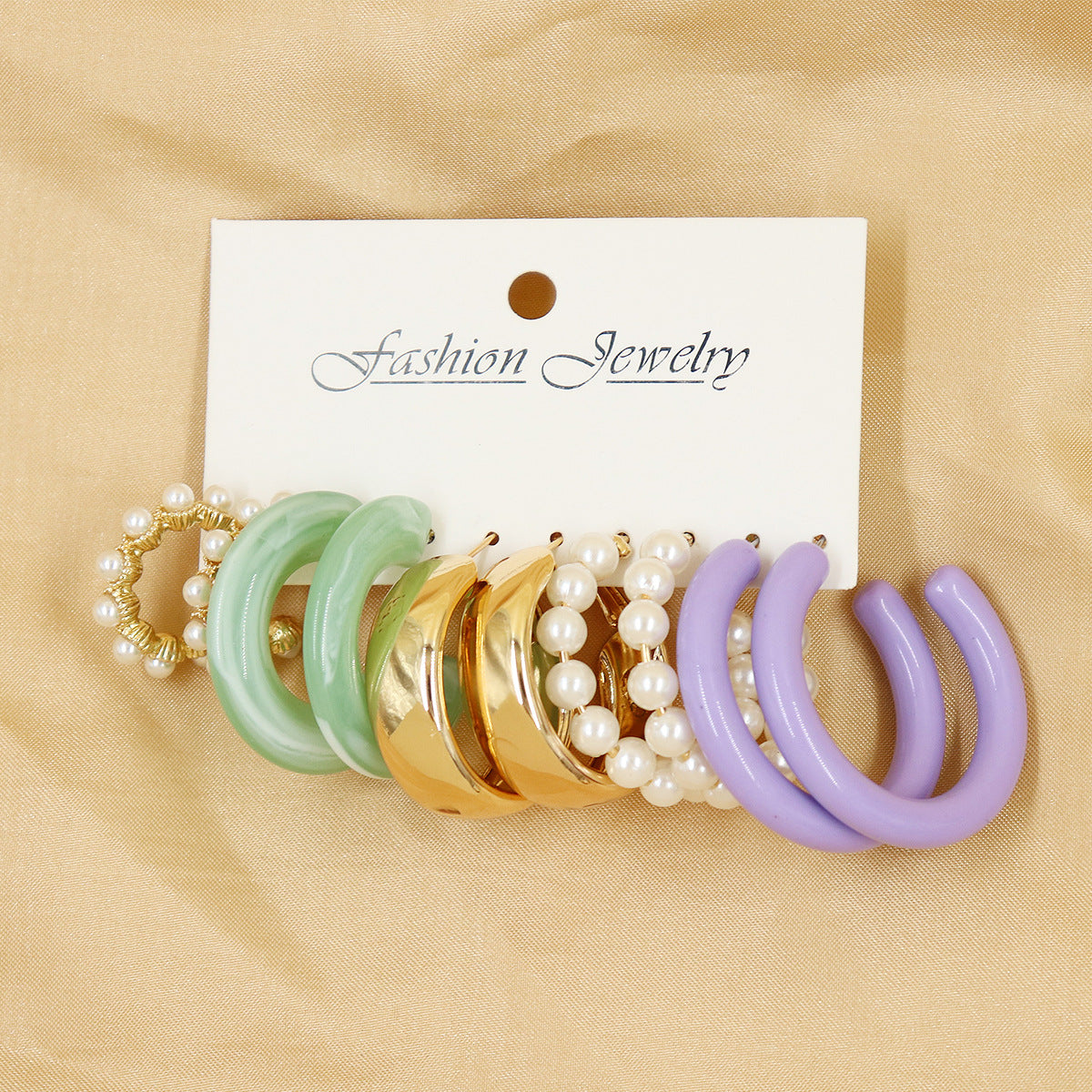 Women's Fresh Summer Versatile Acrylic Round Pairs Plastic Earrings