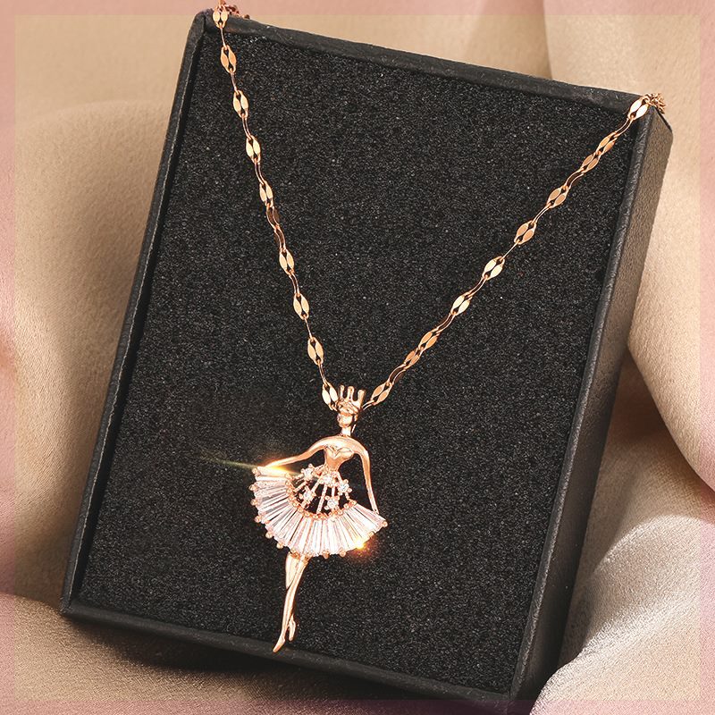 Dancing Female Micro Inlaid Zircon Light Luxury Elegant Clavicle Necklace