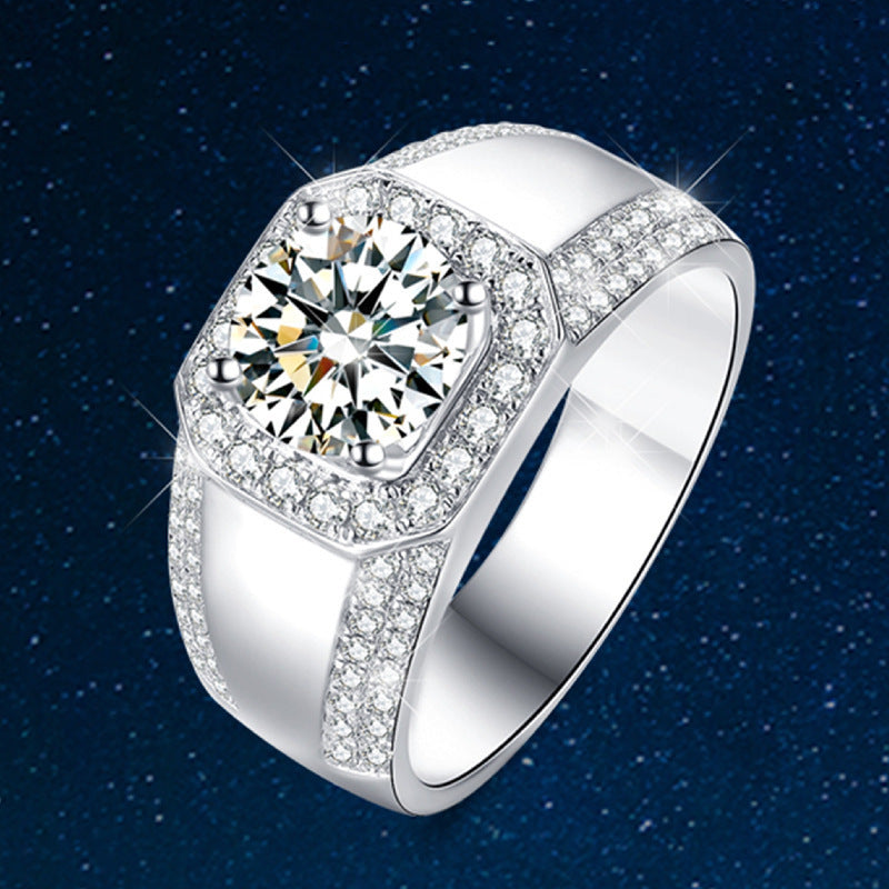 Men's Source Moissanite Open Mouth Man's Domineering Opening Adjustable Ring