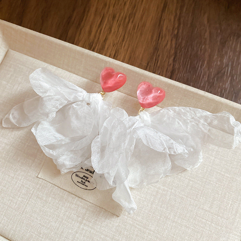 Net Yarn Flowers Tassel Fresh Sweet Earrings
