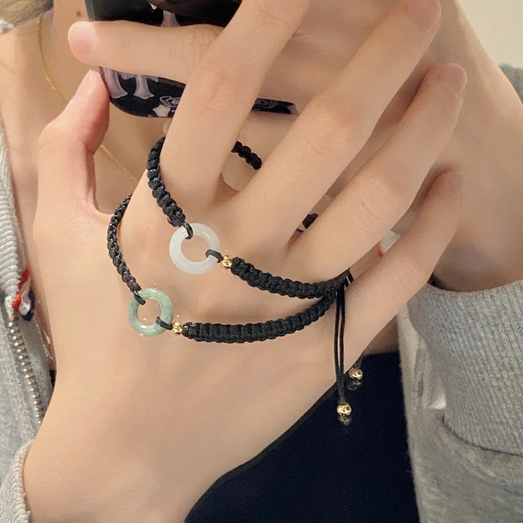 Women's & Men's Couple Pair Of Handmade Jade Woven Hand Strap Girlfriend Valentine's Bracelet