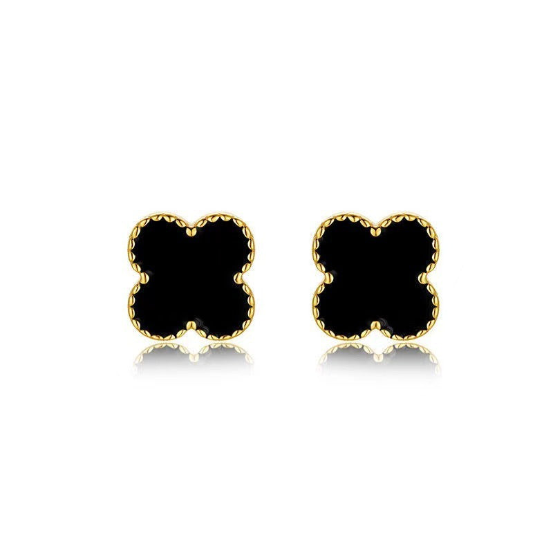 Women's & Men's Sterling Sier Simple Four Leaf Clover Ear Elegant Light Luxury Stud Earrings
