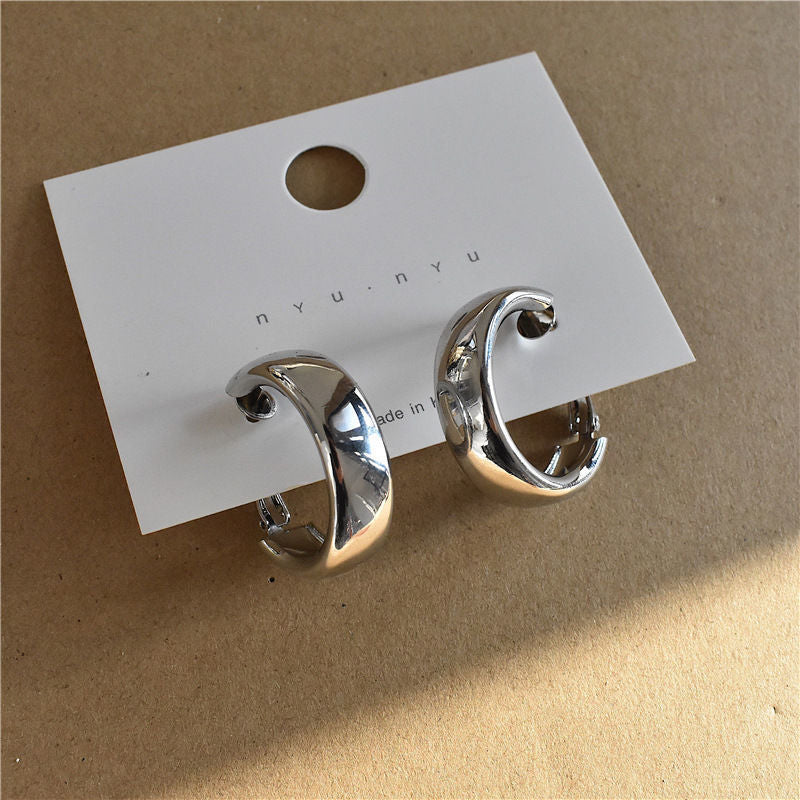 Metal Geometry Round Elegant High Sense Decoration Stud Earrings