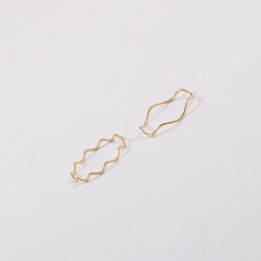 Fine Light Plate Wave Titanium Steel Electroplated Gold Slim Stacked Rings