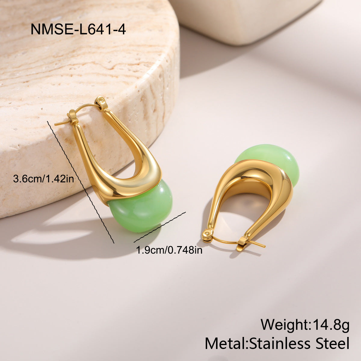 Stainless Steel Fresh Color Irregular Resin Female Niche Design Earrings