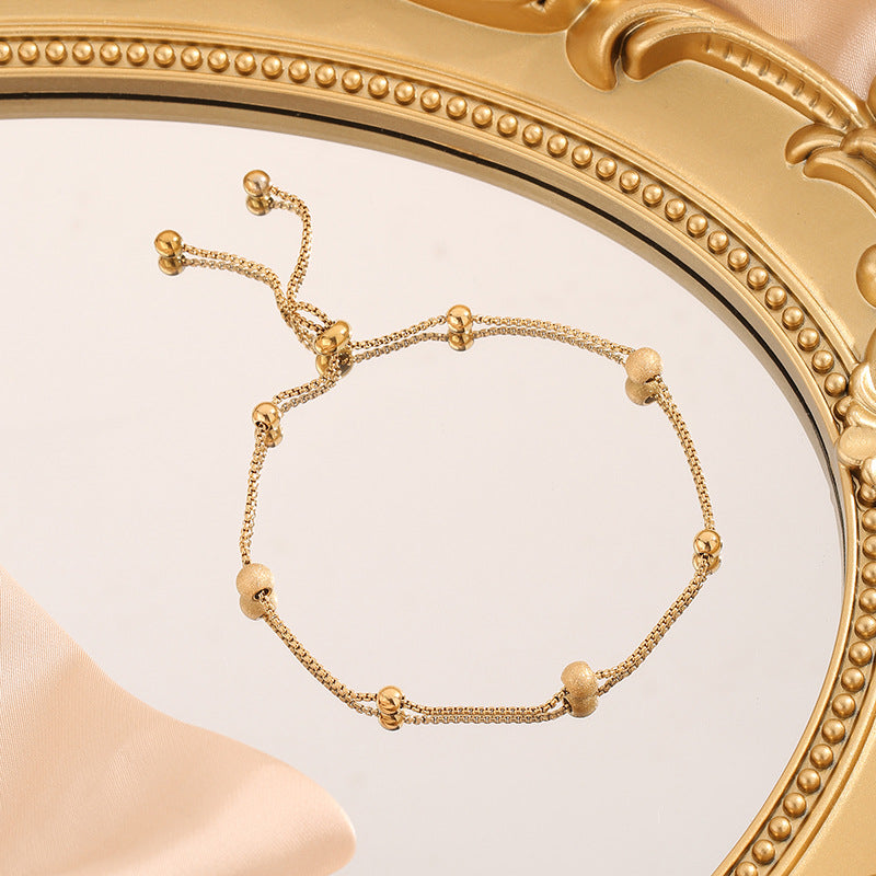 Titanium Steel Female Frosted Golden Balls Ball Simple Bracelets