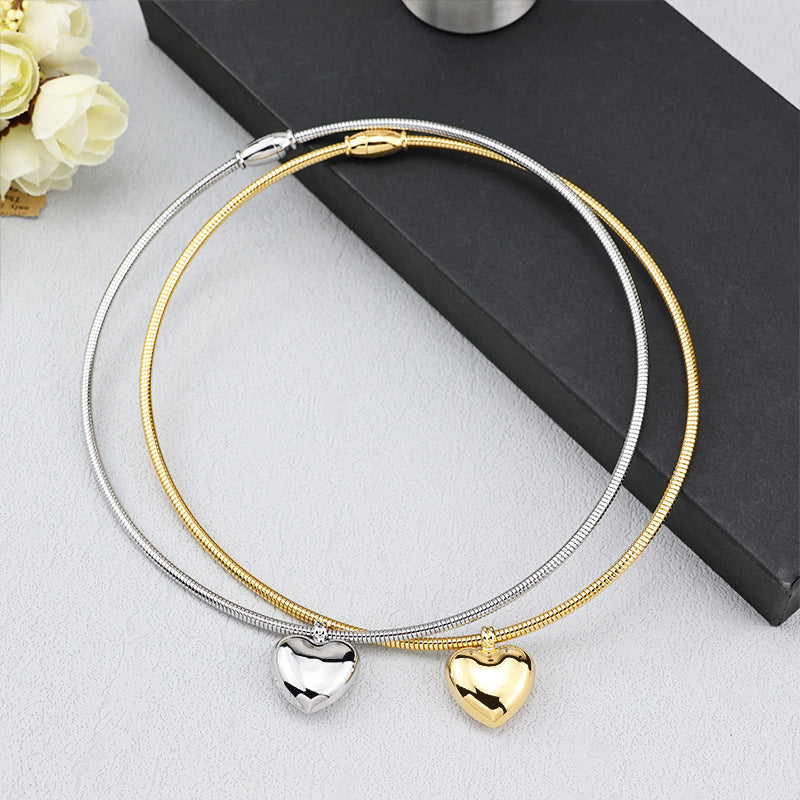 Peach Love Magnetic Open Symmetrical Simple Fashion Ball Necklaces