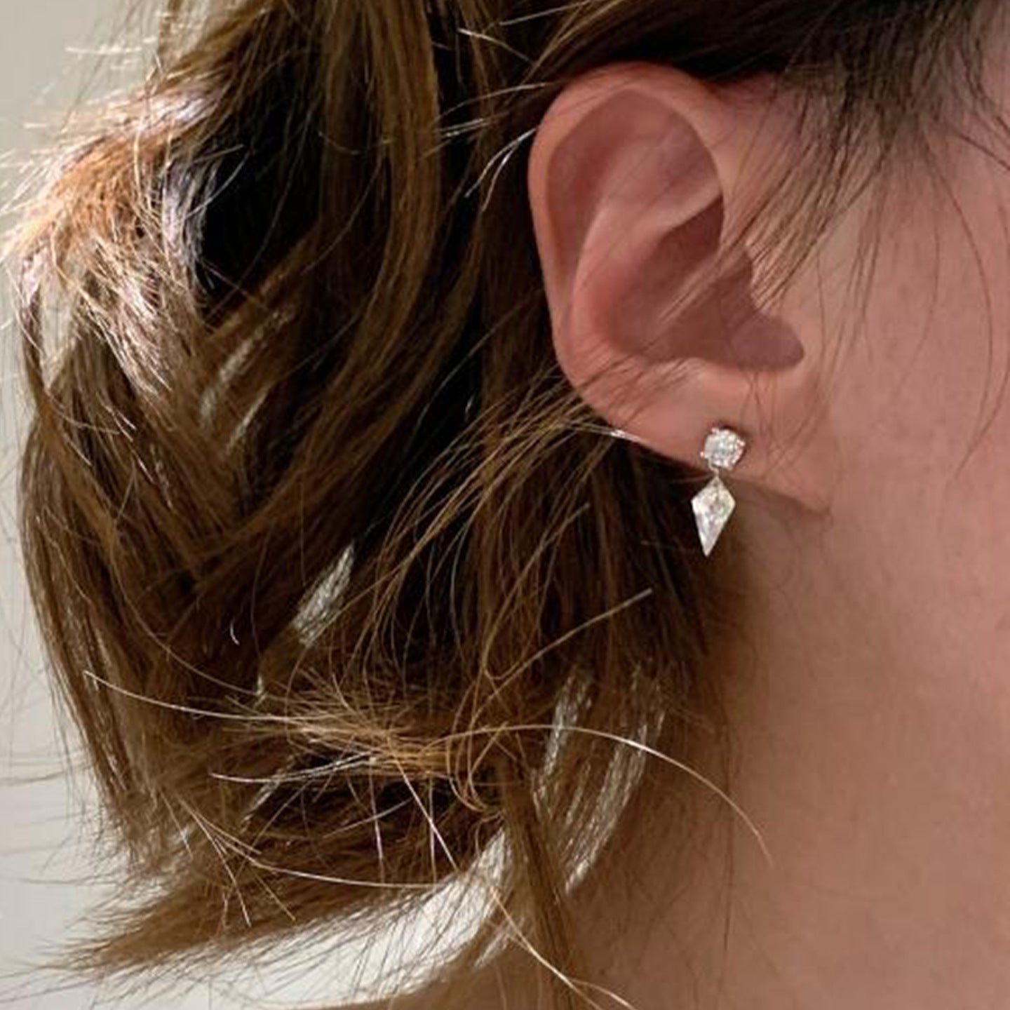 Women's Entry Lux Rhombus Zircon Eardrops Simple Earrings