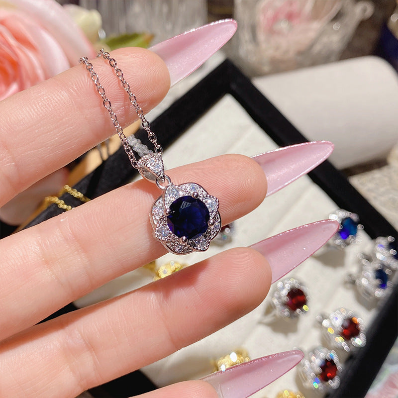 Women's Gold-plated Full Diamond Fashion Luxury Elegant Colored Gems Jewelry Set