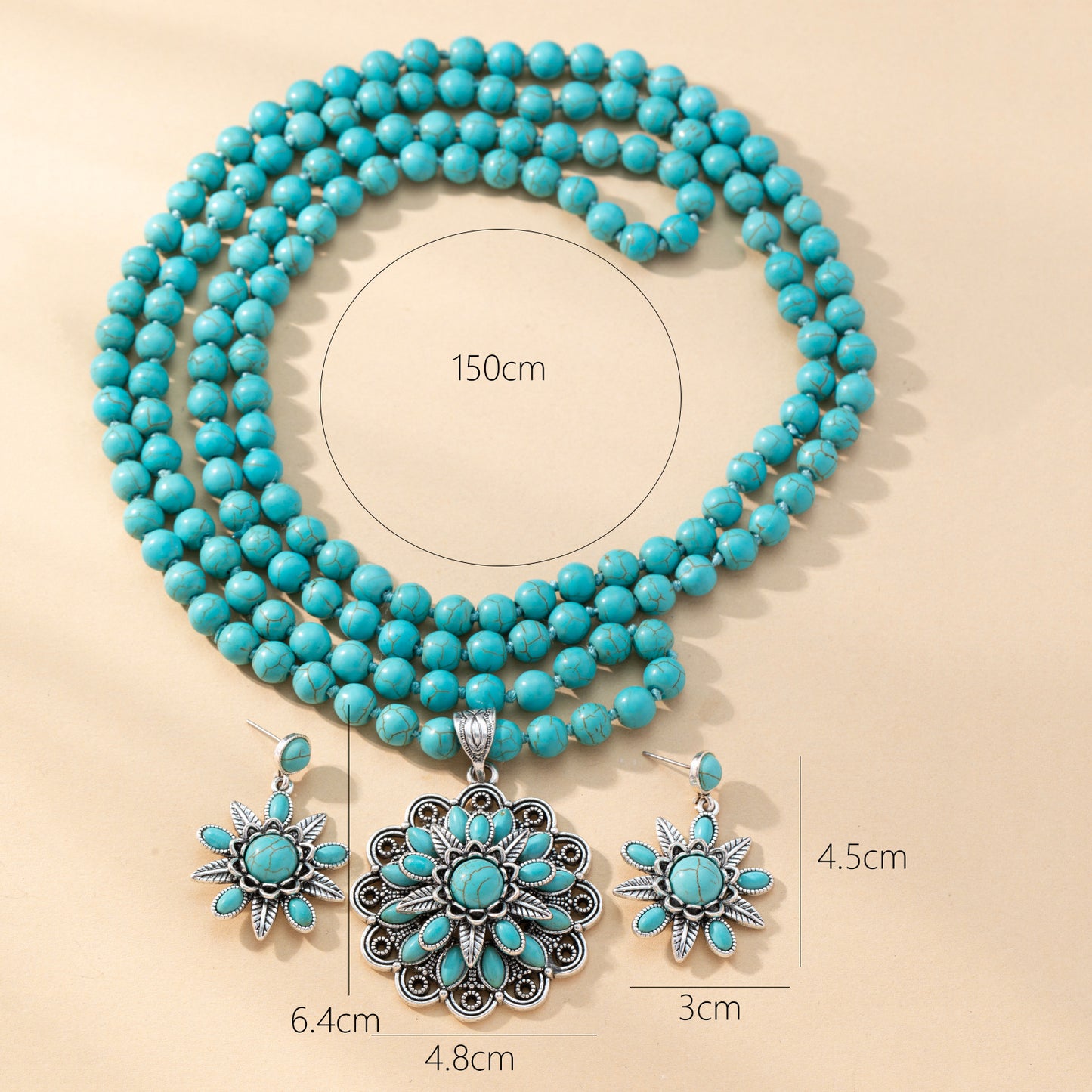 Retro Flower Turquoise Western Style Exaggerated Buddha Rings