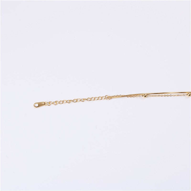Steel Gold Simple Beads Round Snake Bones Bracelet