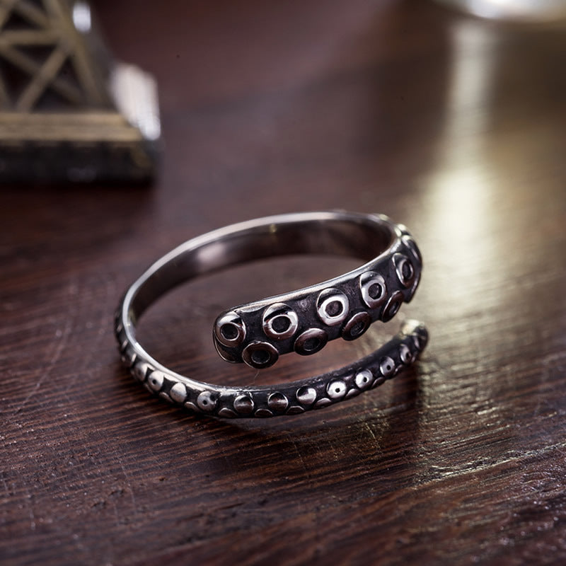 Punk Octopus Stainless Steel Titanium Open-end Rings