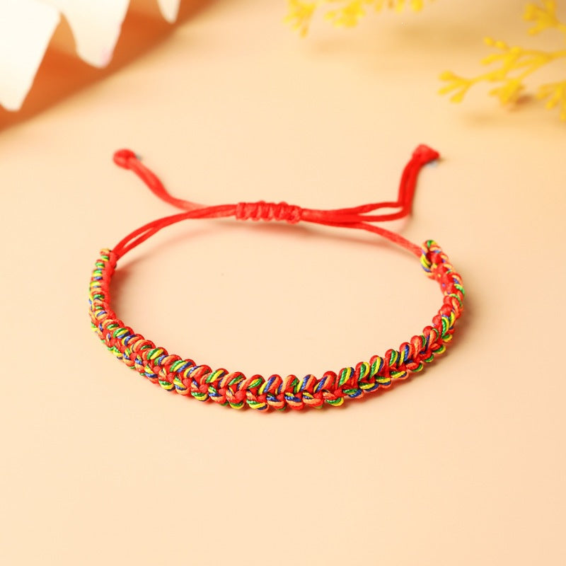 Children's Colorful Braided Rope Wrist String Safe Red Bracelet