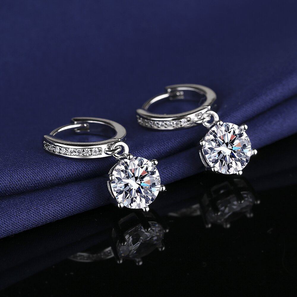 Live Streaming Fashion Tassel Imitation Moissanite Six Claw 2 Karat Earrings