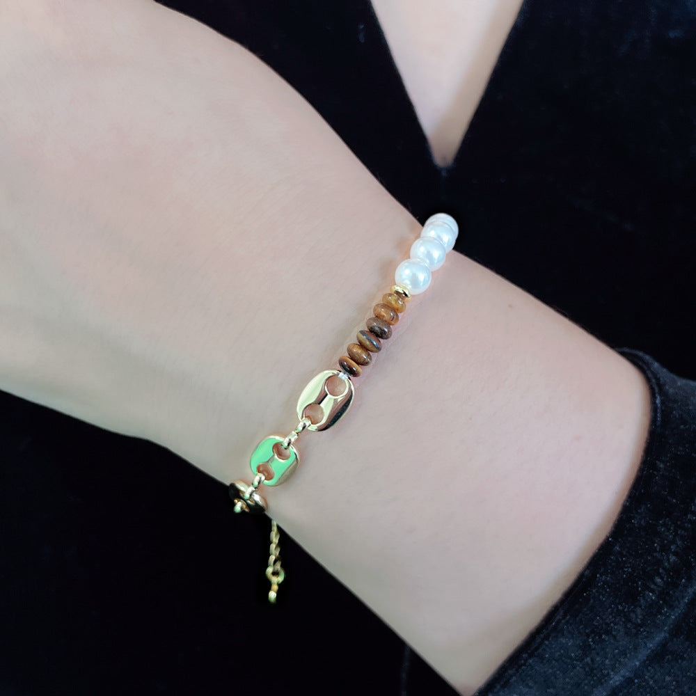 Niche Retro Artistic Style Tigereye Pearl Necklaces