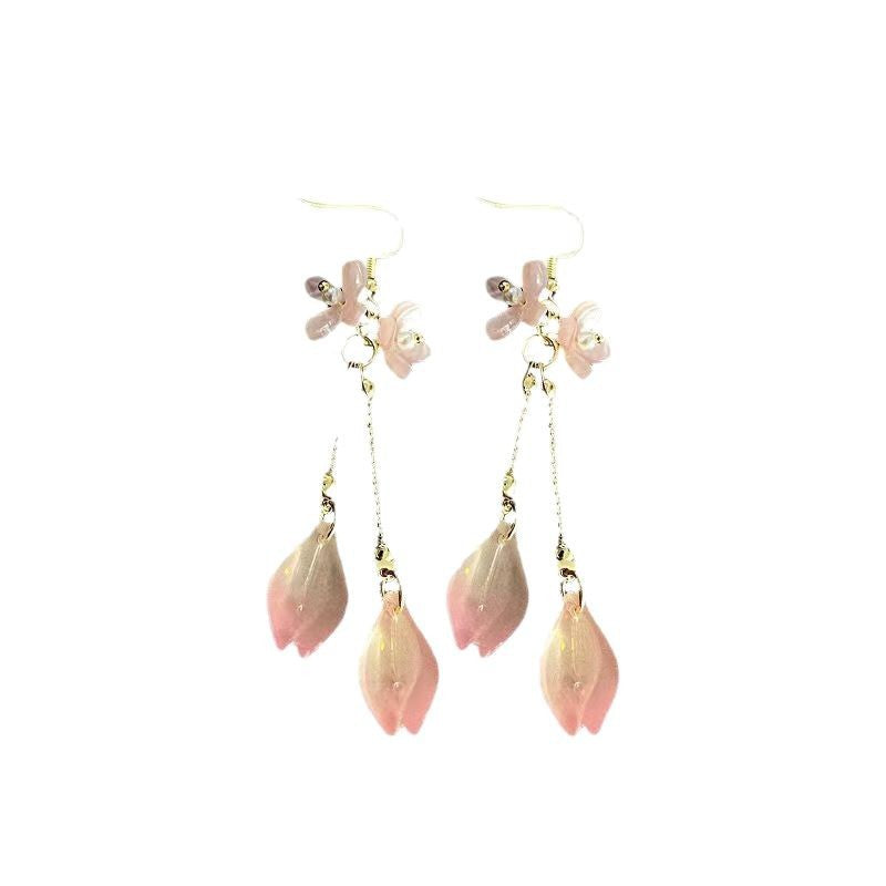 Pillow Flower Sleeping Pink Glaze Trendy Ancient Style Earrings