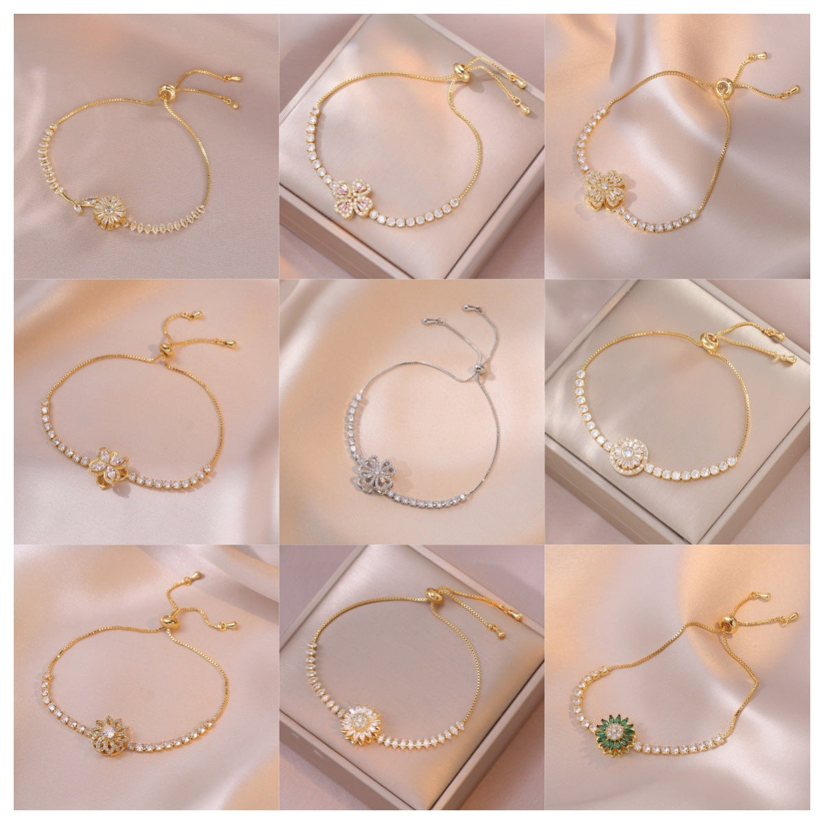 Female Five Petal Flower Fashion Bauhinia Rotatable Bracelet