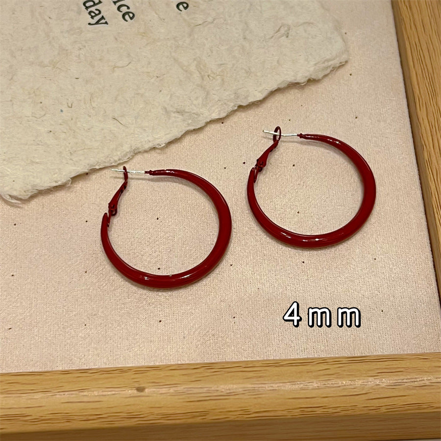 Women's Style Wine Red White Vintage Fashionable High-grade Earrings