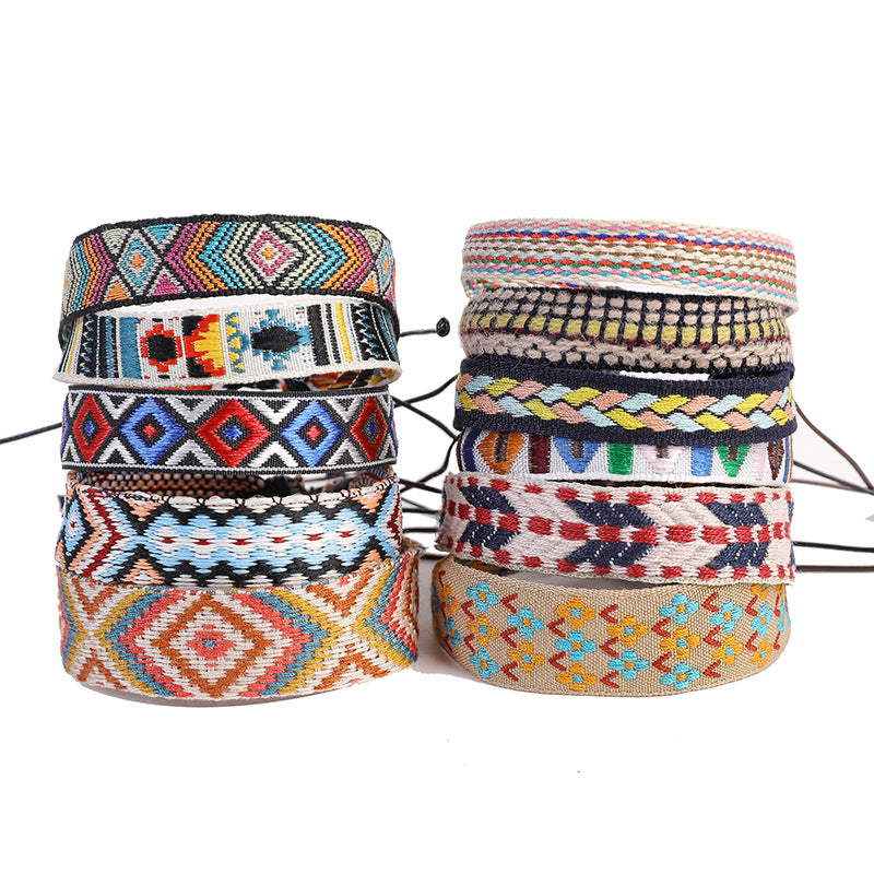 Bohemian Artistic Printed Fabric Carrying Strap Bracelets