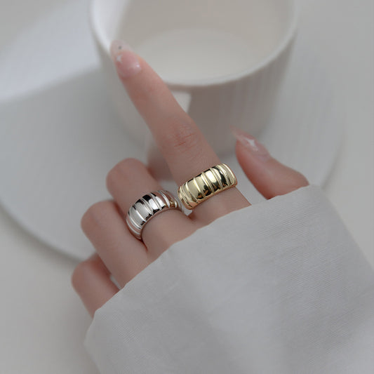 Women's & Men's Design French Style Mori Simple Glossy Gear Rings