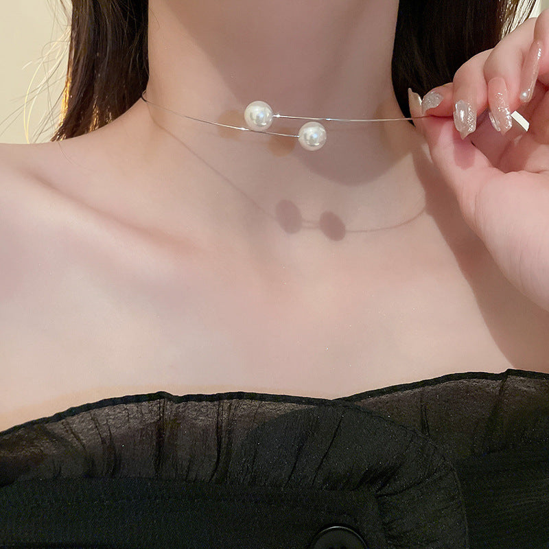 Circle Pearl Collar Fashion Elegant High Sense Geometric Necklace