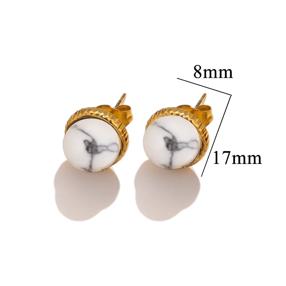 Stainless Steel Natural Stone Titanium Ear Tigereye Rings