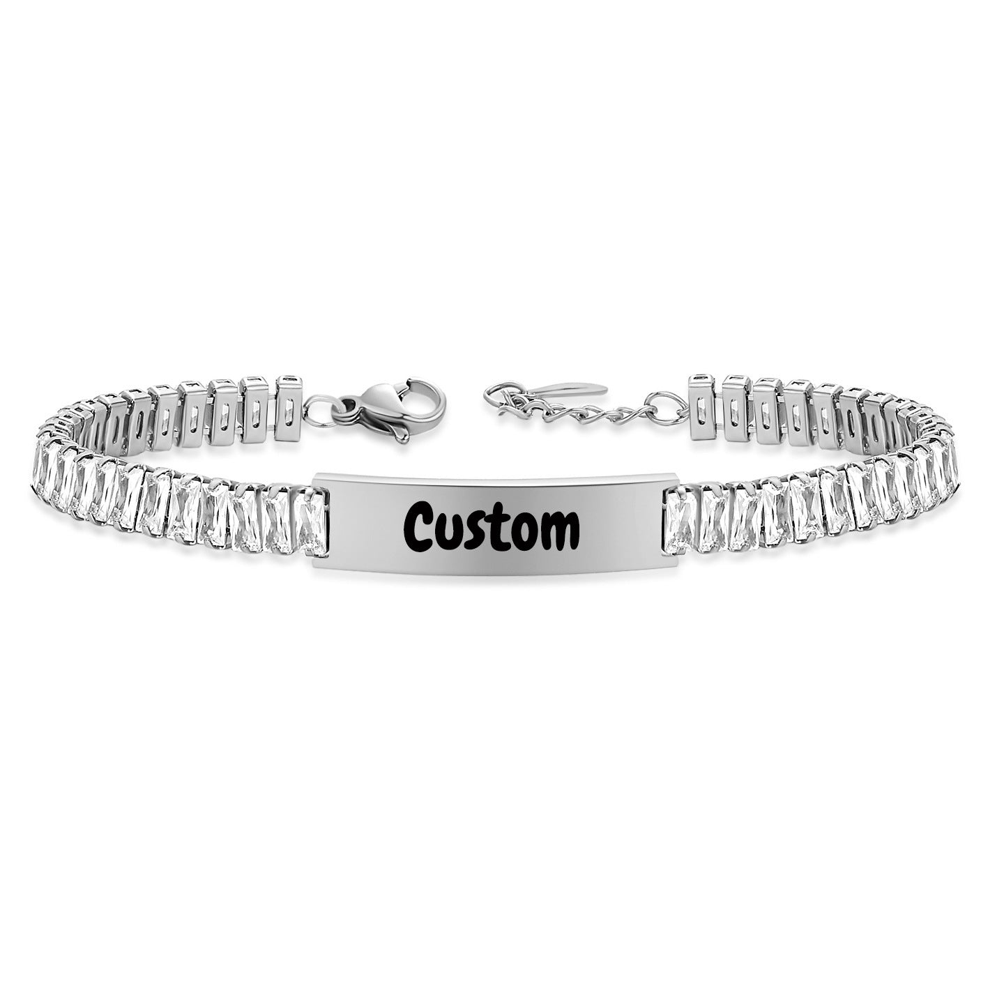 Steel Glossy Laser Sculpture Couple Inlaid Bracelets