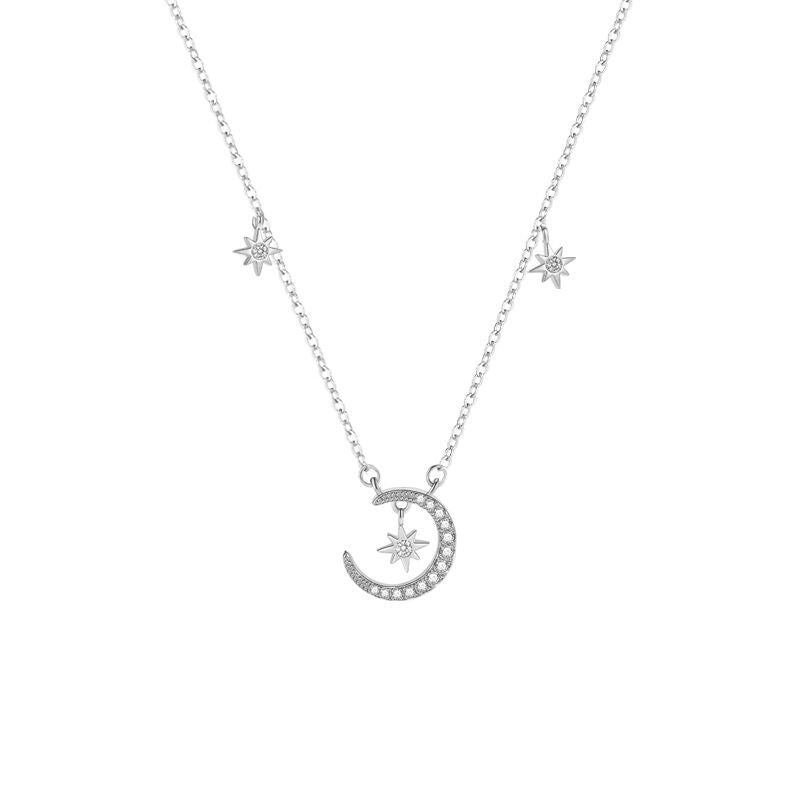 Women's Sier Star Moon Light Luxury Minority Design Clavicle Chain Valentine's Necklaces