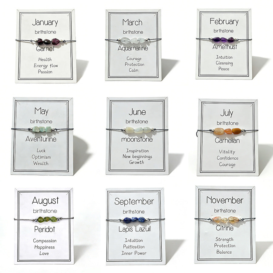High Sense Birthstone Carrying Strap Creative Natural Stone Hand-woven Bracelets
