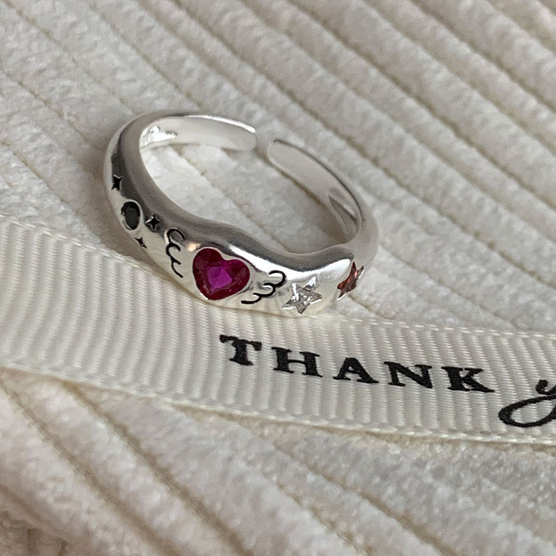 Loving Heart Zircon Female Sweet Cool Rings