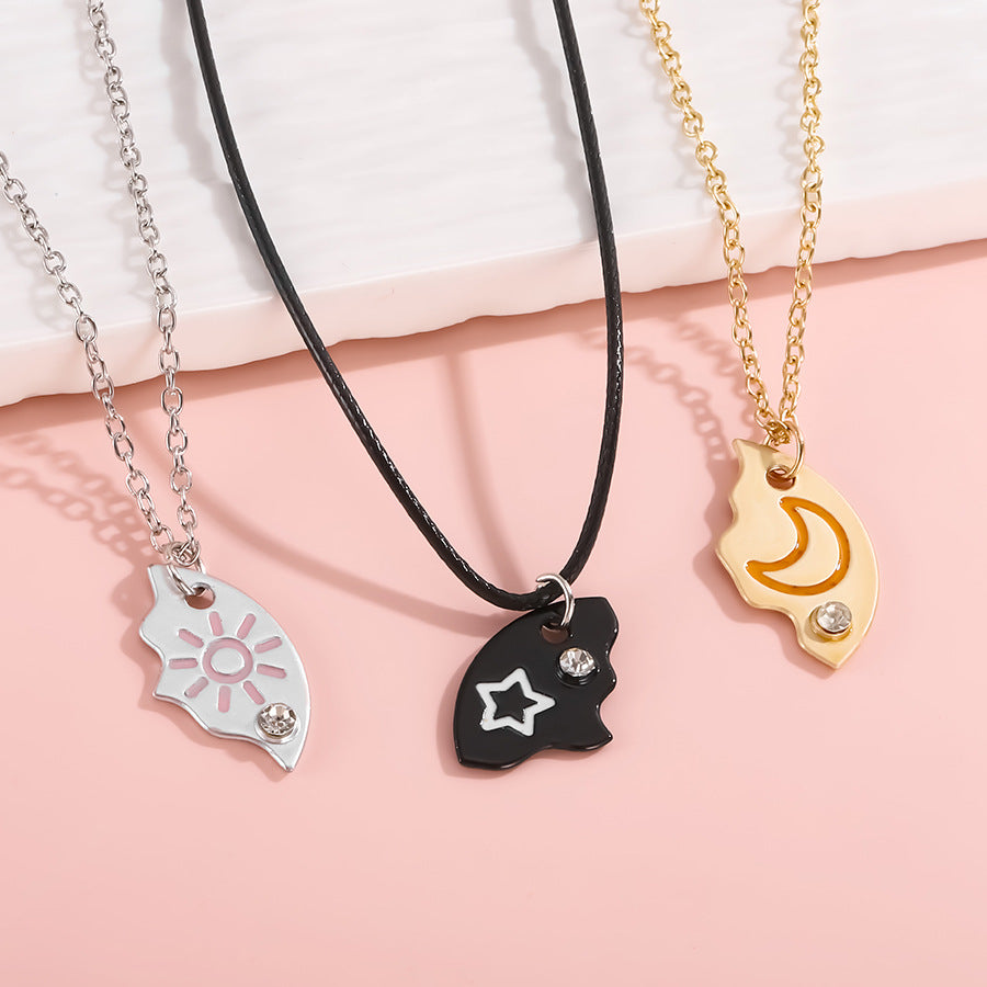 Alloy Cartoon Stitching Sun Moon Star Three-piece Necklaces