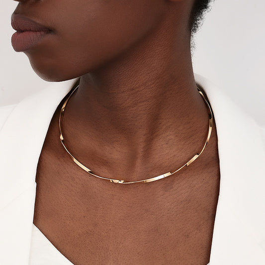 Women's Piece Minimalist Style Metal Twist Line Choker Daily Trendy Necklaces