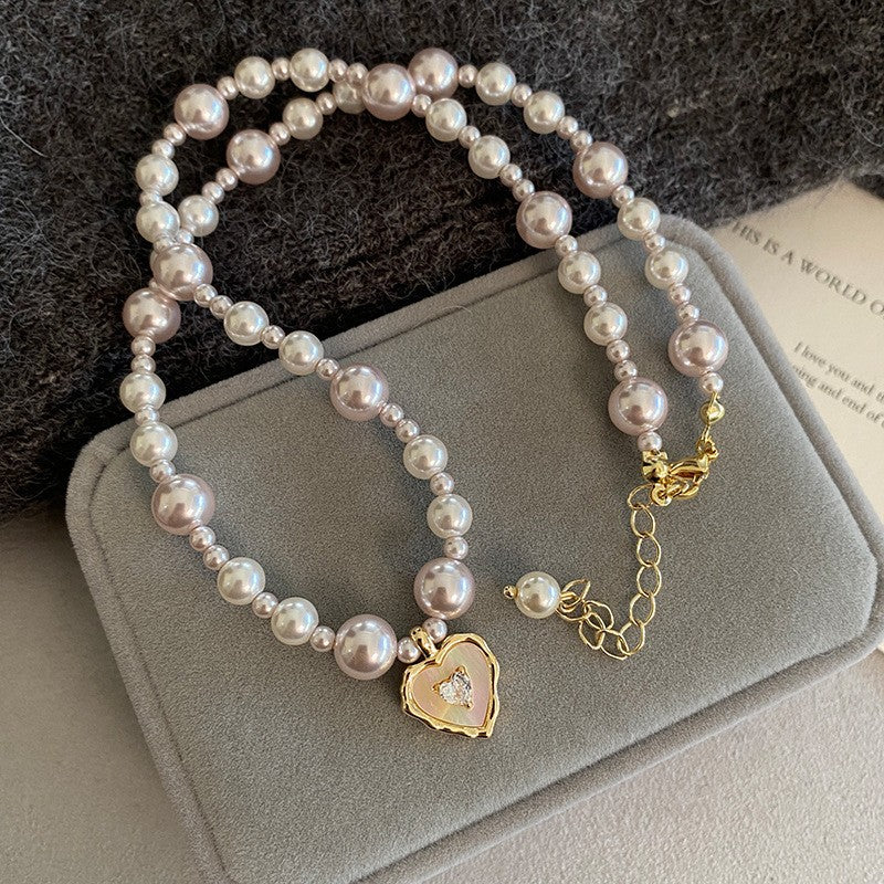 Women's Rose Square Diamond Pearl Light Luxury Necklaces
