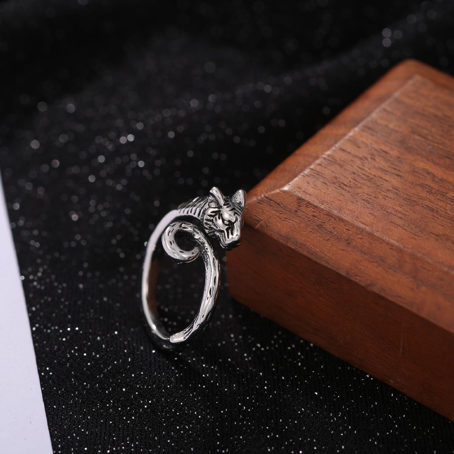 Men's Retro Trendy Sier Open Single Lucky Rings
