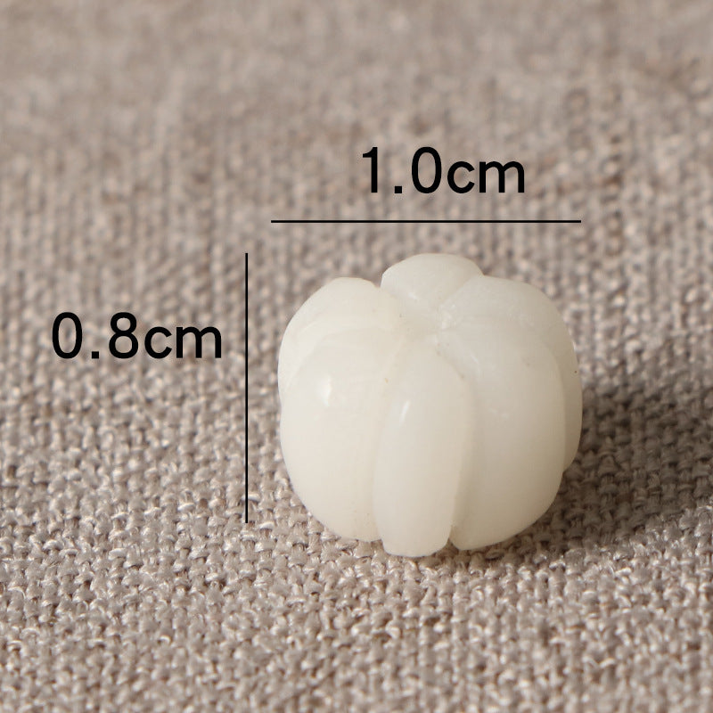 White Jade Bodhi Corypha Carved Lotus Pumpkin Scattered Bracelet