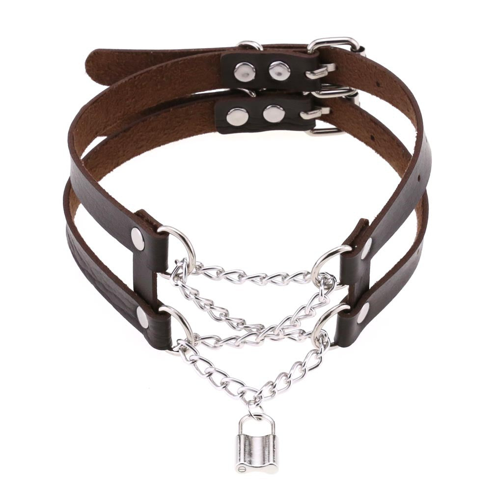 Temperament Double Row Line Chain Brain Teaser Neckband Sexy Lock Necklaces