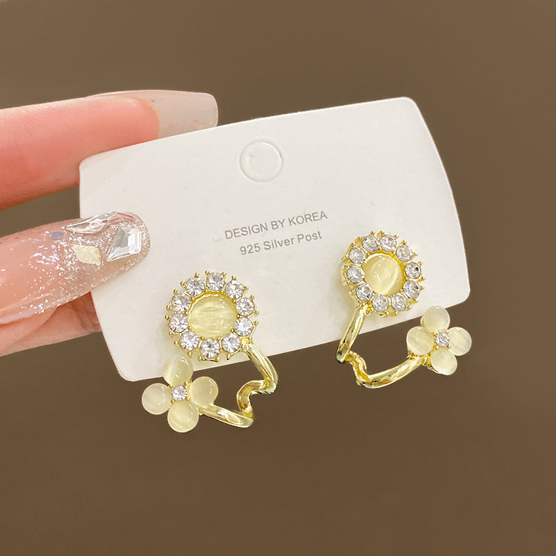 Women's Stone Ear Graceful Geometric Love High-grade Earrings