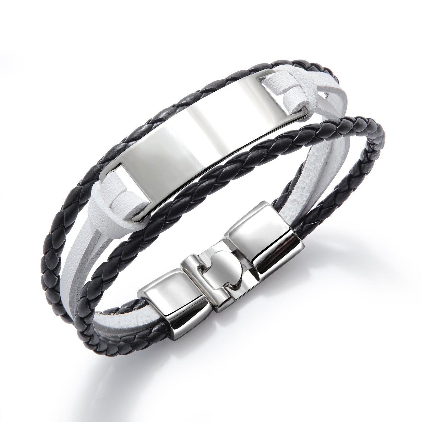 Men's Trendy Simple Woven Leather Glossy Personality Lettering Bracelet