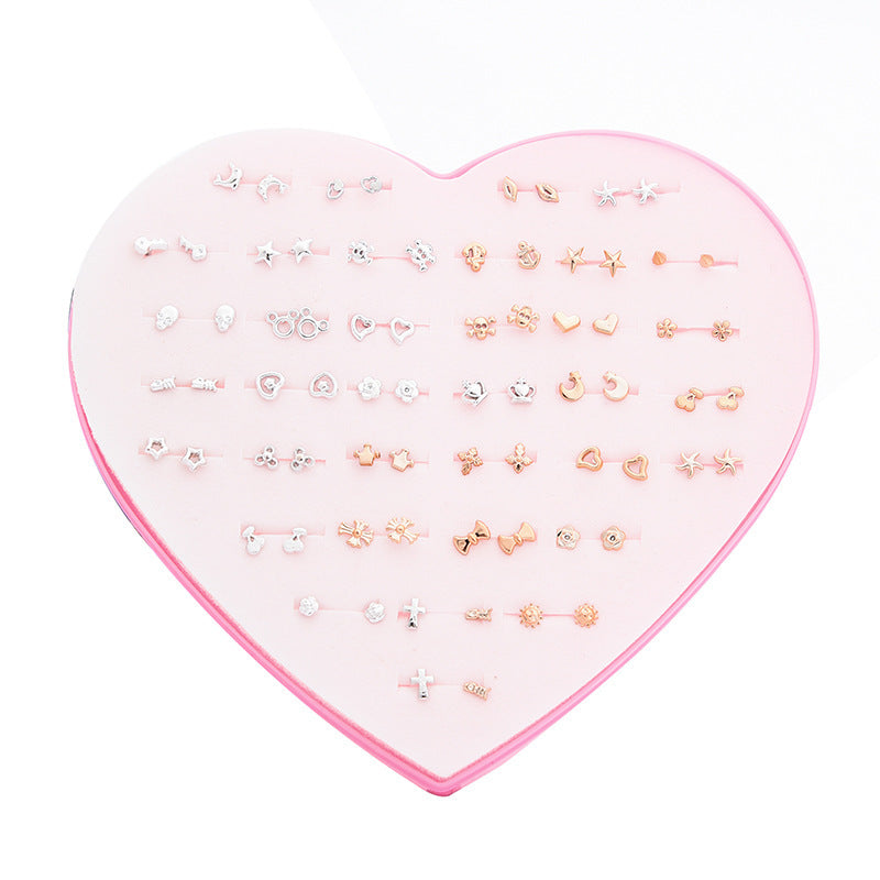 Women's Flower Love Heart Not Allergic To Stud Earrings