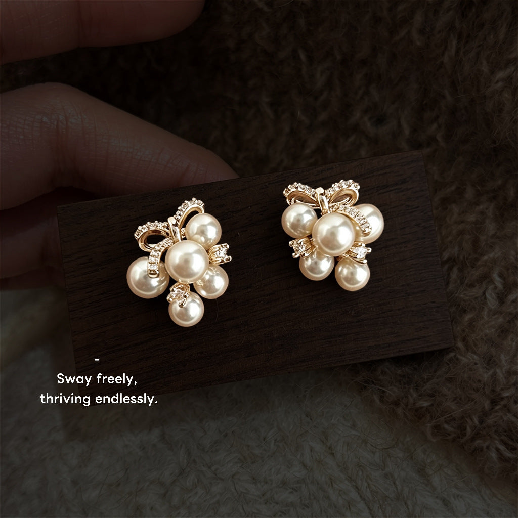 Elegant Coffee Gold Pearl Grape Cluster Female Affordable Luxury Style Rings