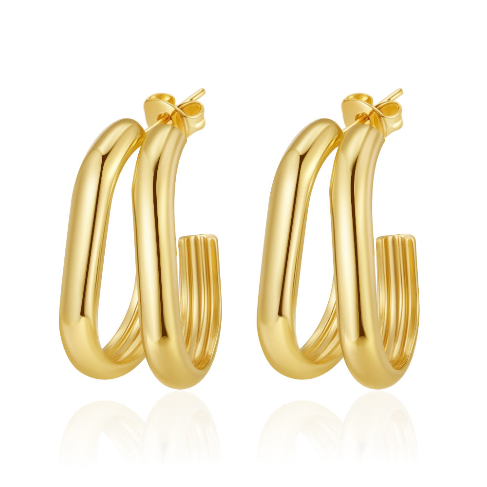 Steel Light Luxury High-grade Versatile Design Earrings