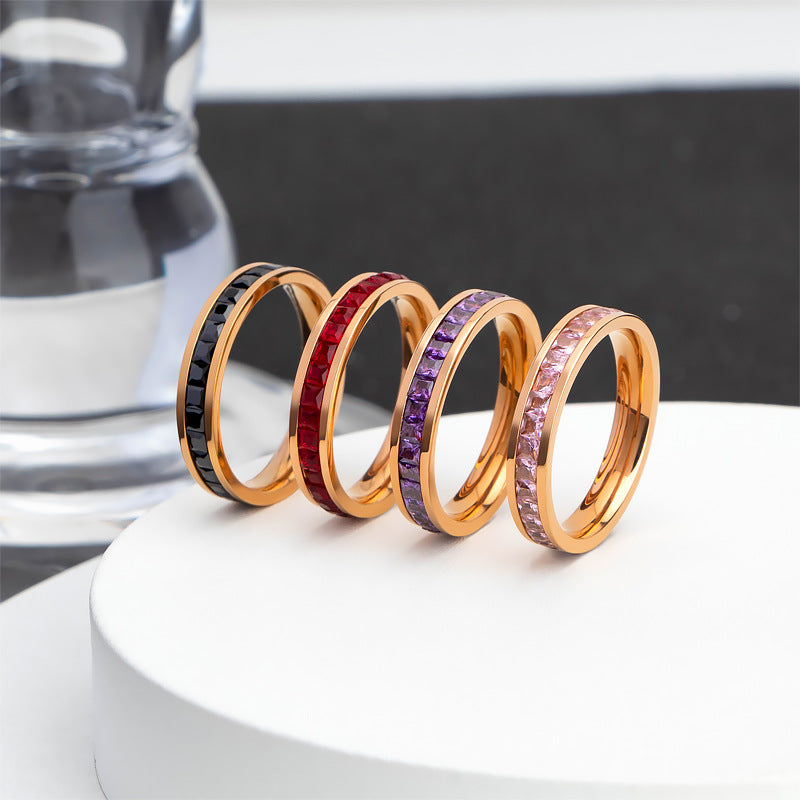 Personalized Color Female Titanium Steel Full Diamond Index Finger Ring