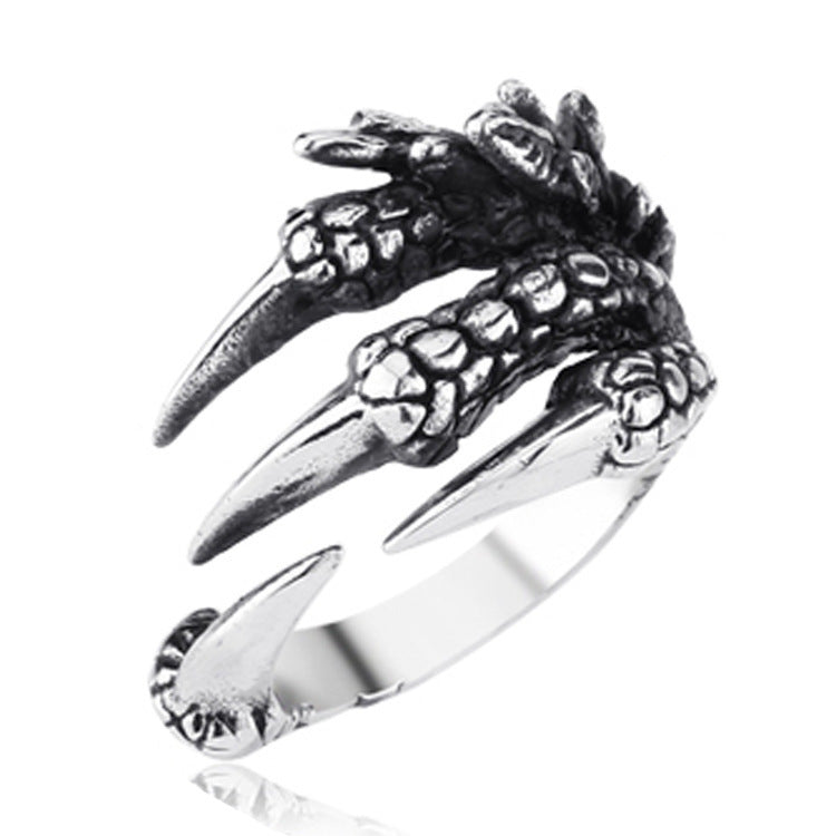 Men's Domineering Opening Ancient Sier Eagle Dragon Ring