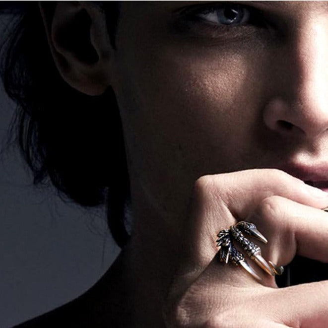 Men's Domineering Opening Ancient Sier Eagle Dragon Ring