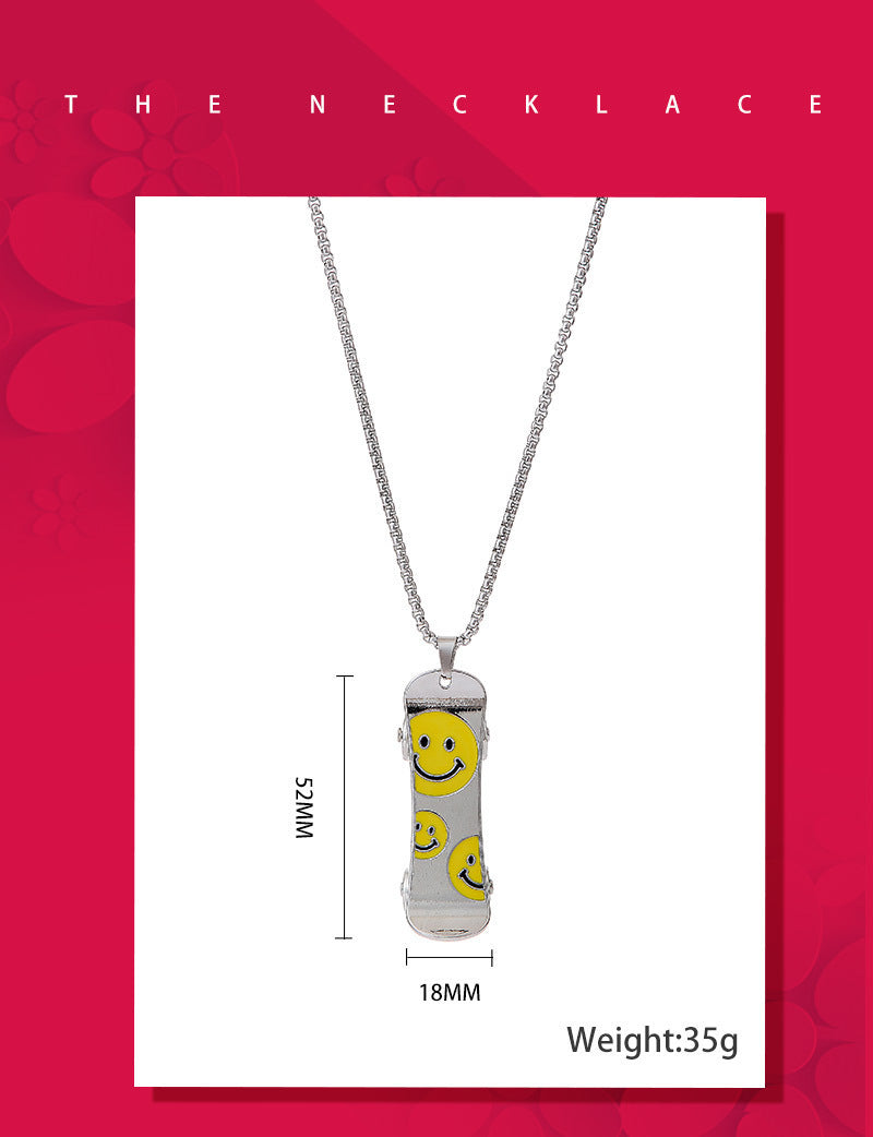 Men's Smiley Scooter Street Trendy Sweater Chain Necklaces